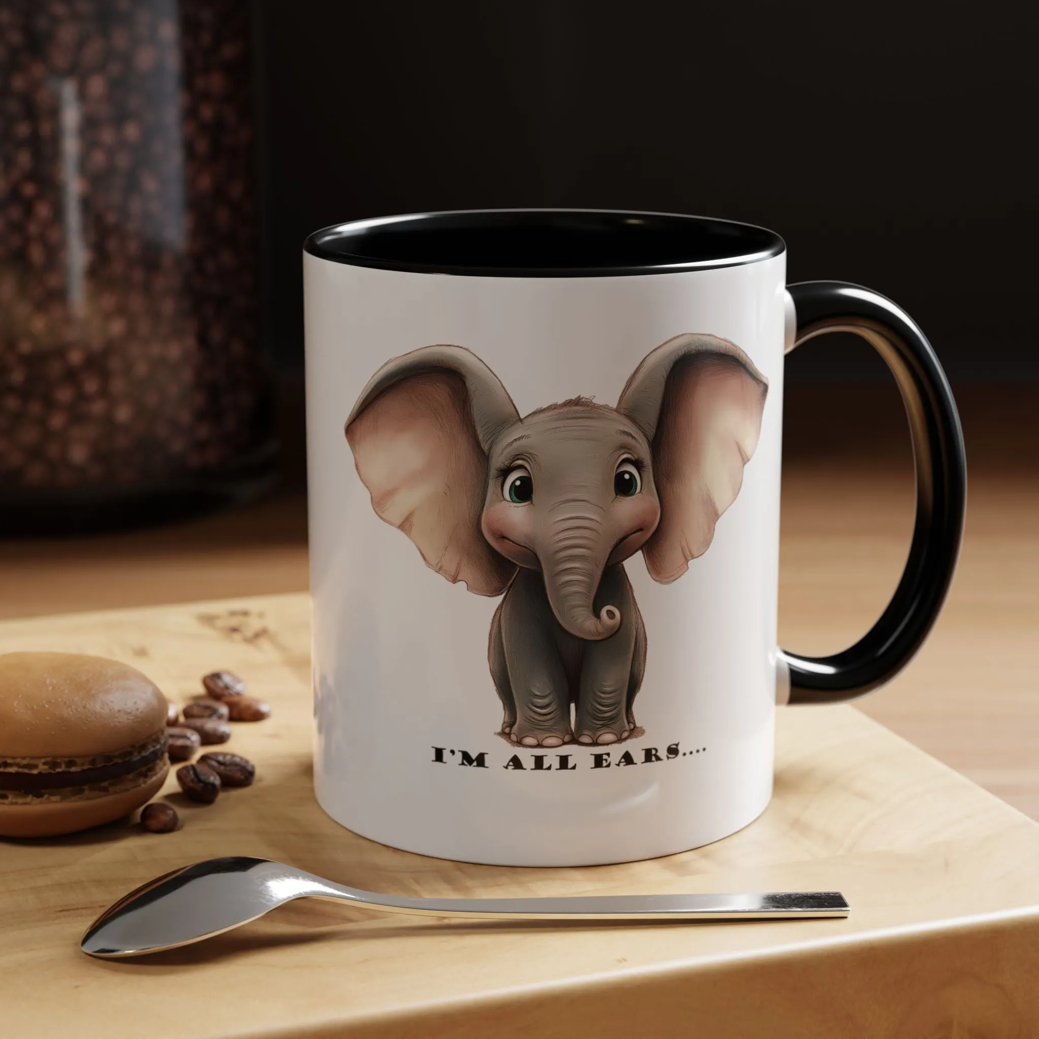 Elephant I'm all ears - Accent Coffee Mug (11, 15oz)