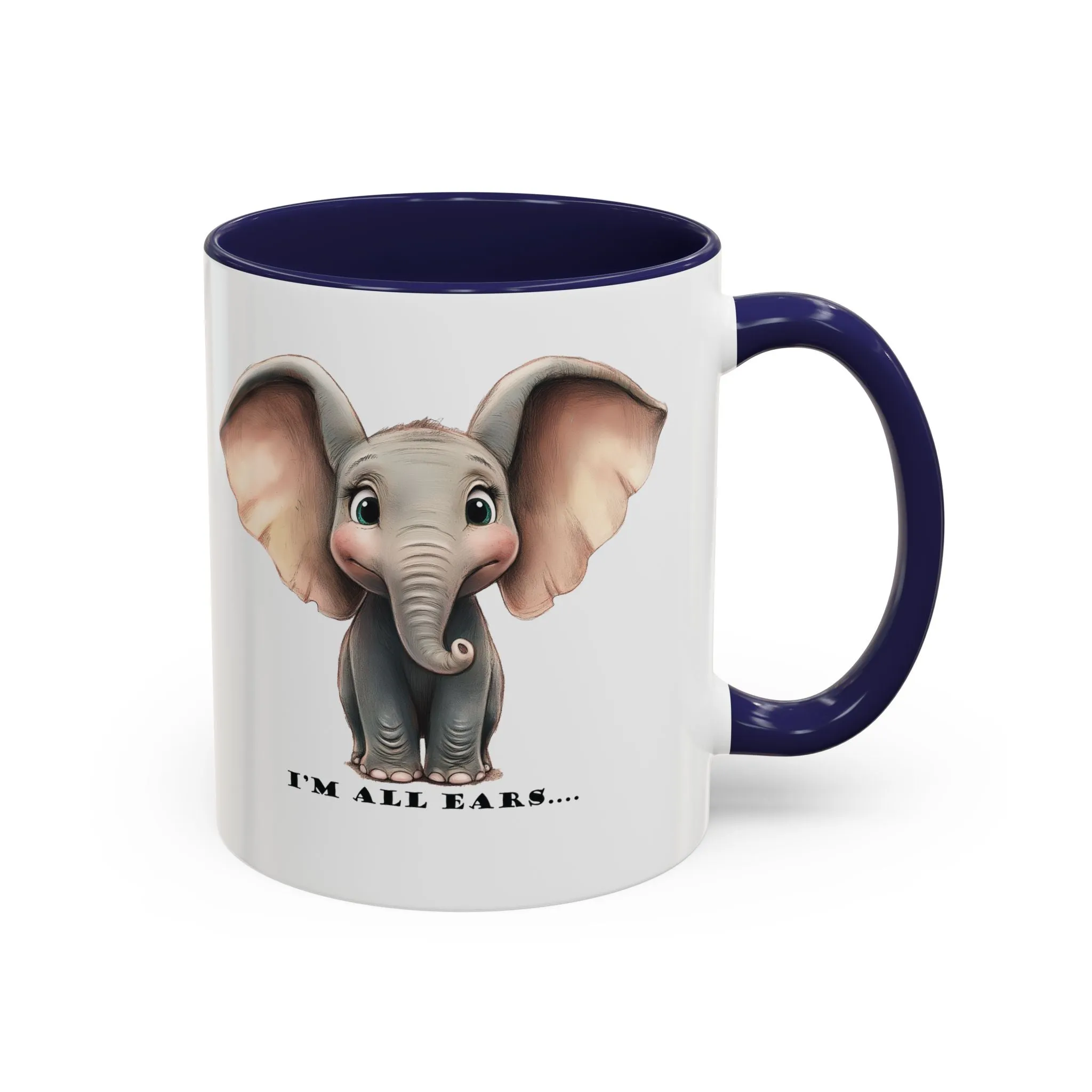 Elephant I'm all ears - Accent Coffee Mug (11, 15oz)