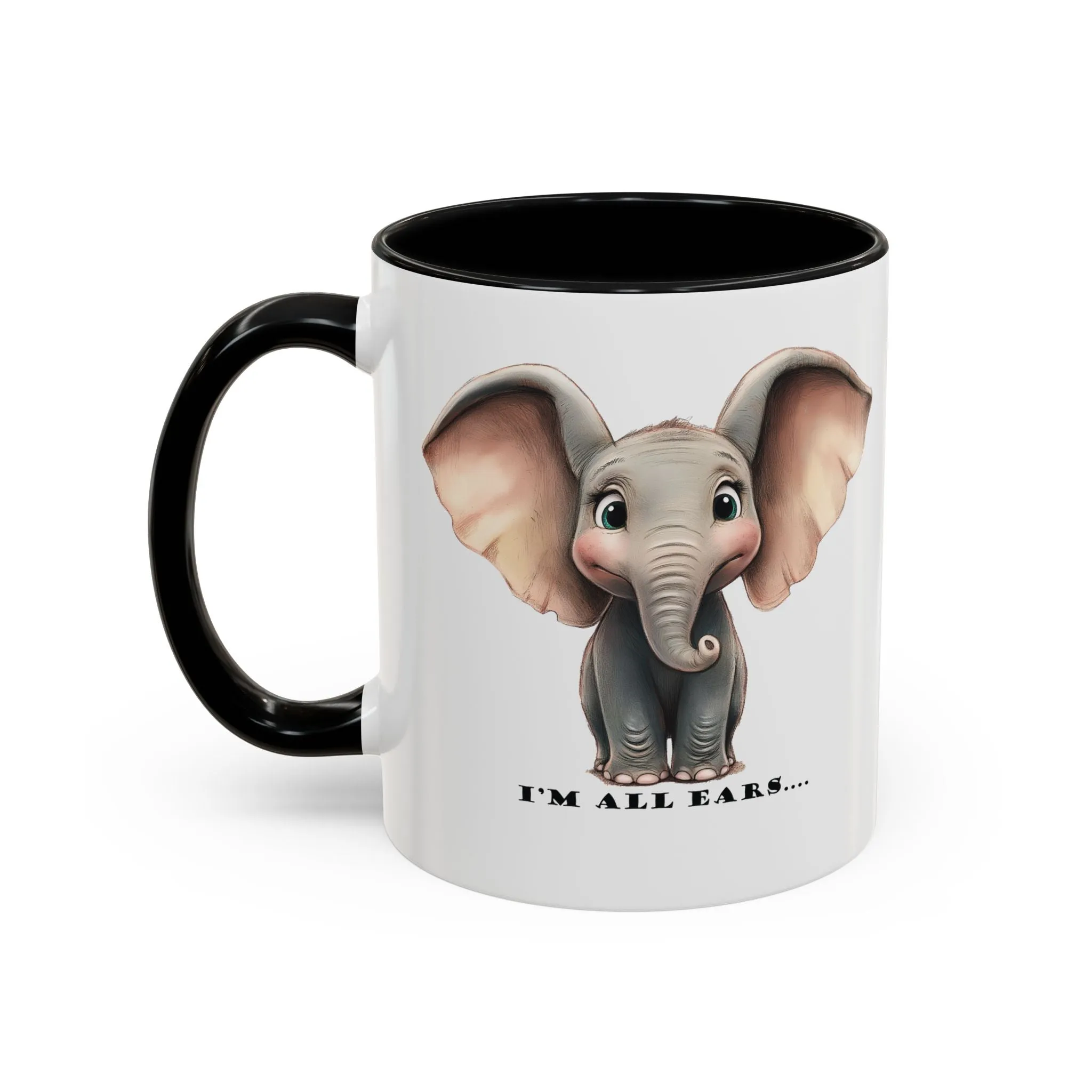 Elephant I'm all ears - Accent Coffee Mug (11, 15oz)