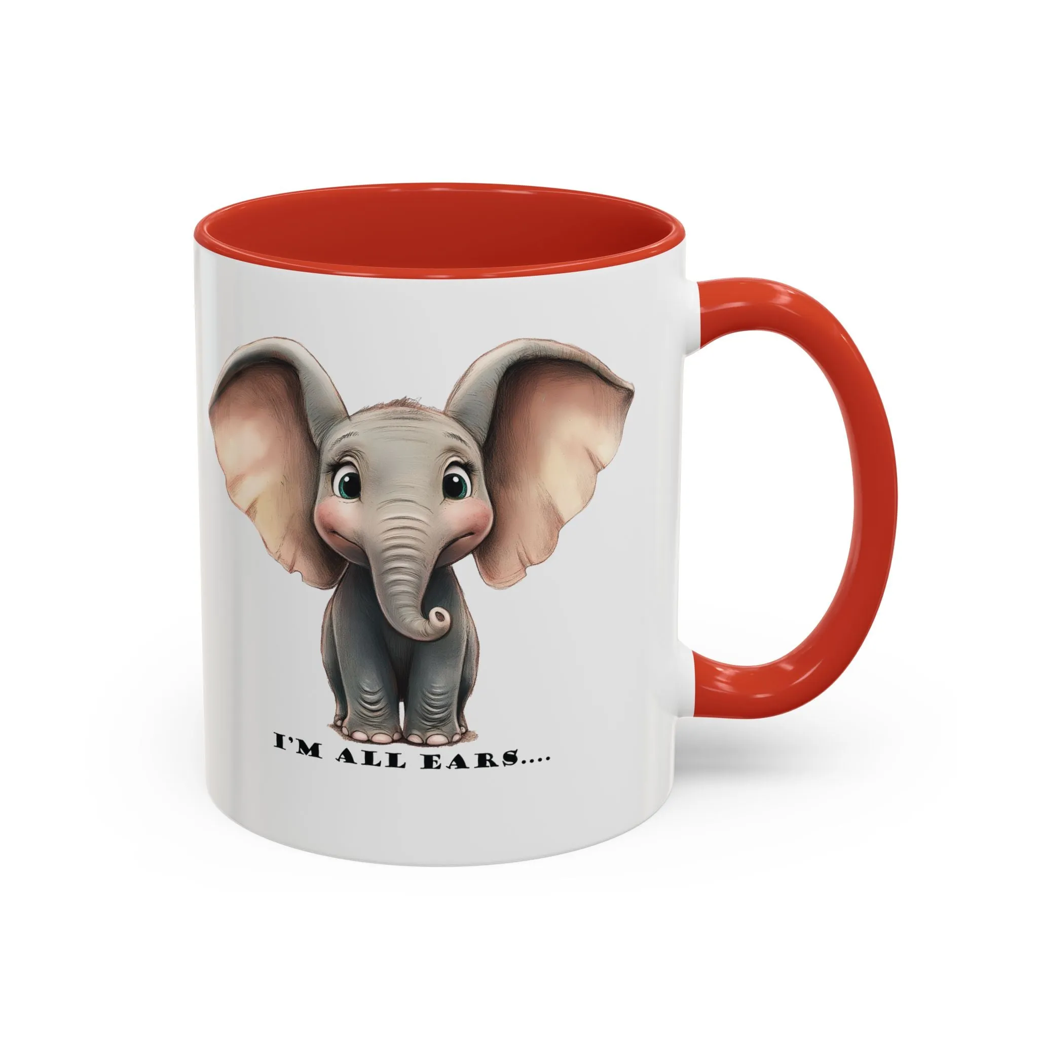 Elephant I'm all ears - Accent Coffee Mug (11, 15oz)