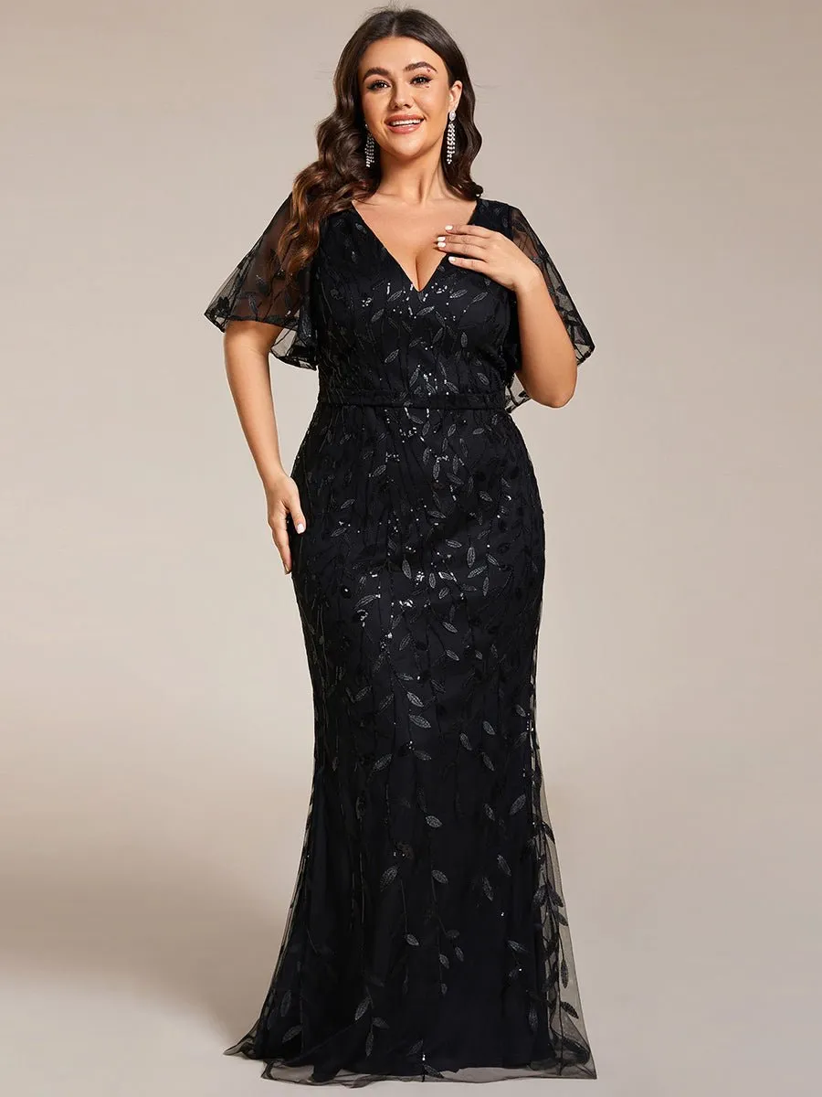 Eliza tulle sleeve evening gown in black Express NZ wide