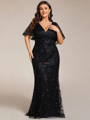 Eliza tulle sleeve evening gown in black Express NZ wide
