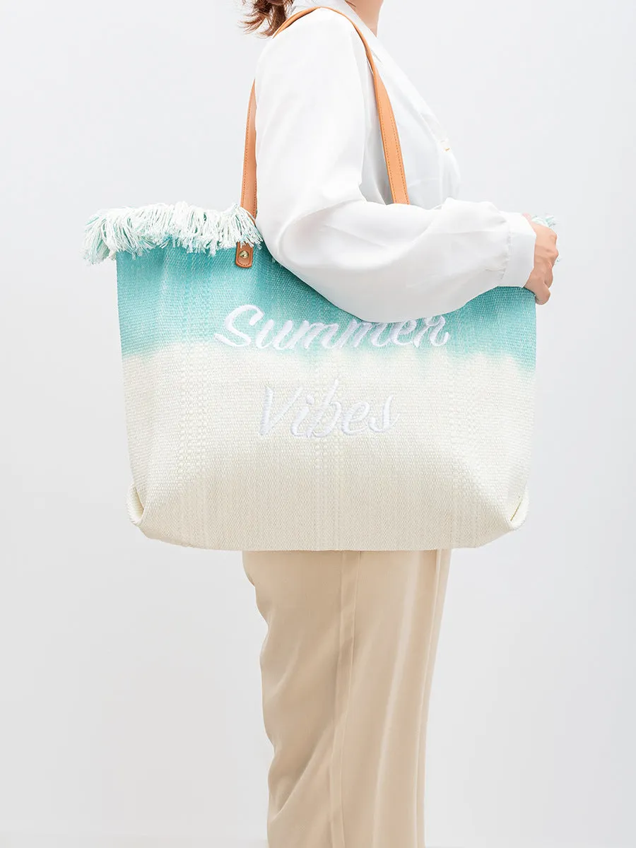 Embroidered Tassel Canvas Magnetic Snap Commuter Shoulder Bags