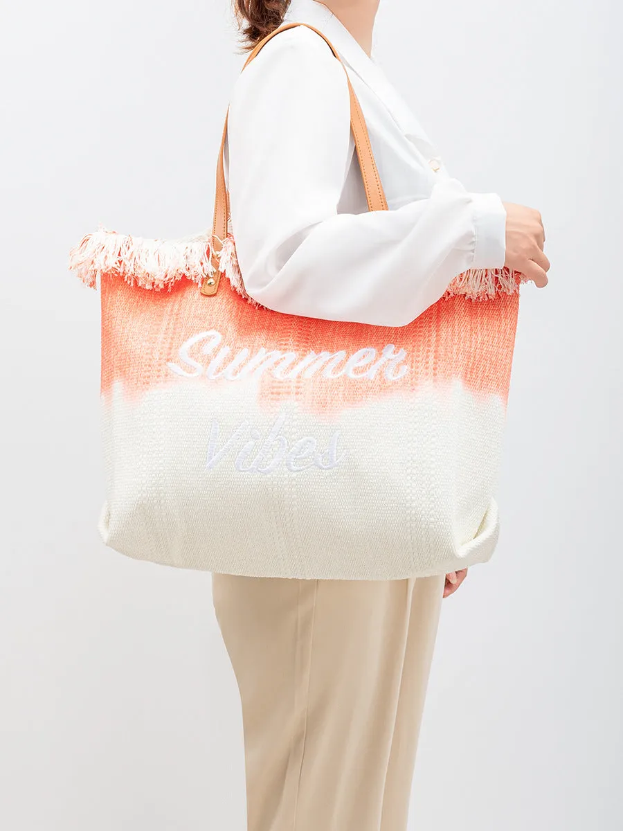 Embroidered Tassel Canvas Magnetic Snap Commuter Shoulder Bags