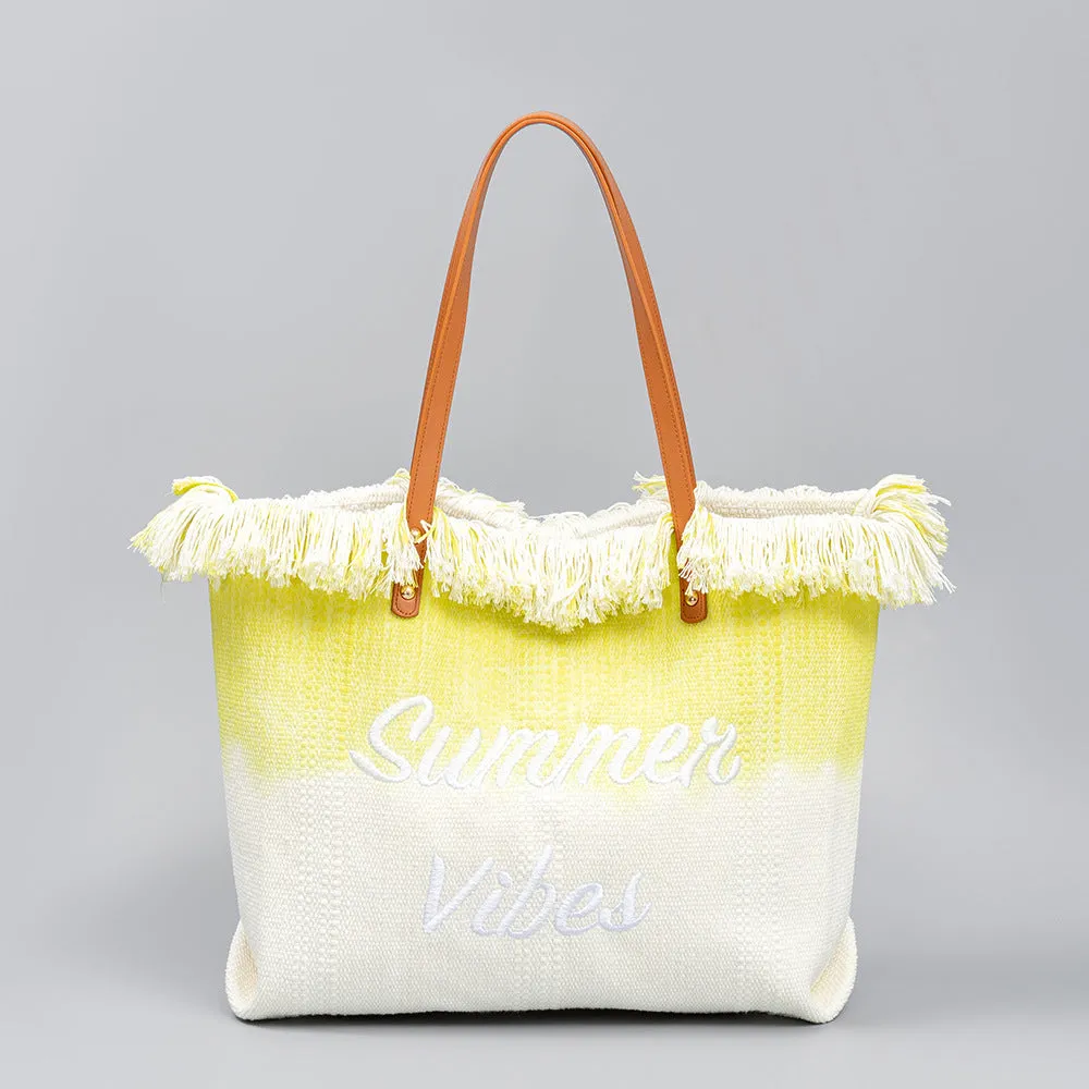 Embroidered Tassel Canvas Magnetic Snap Commuter Shoulder Bags