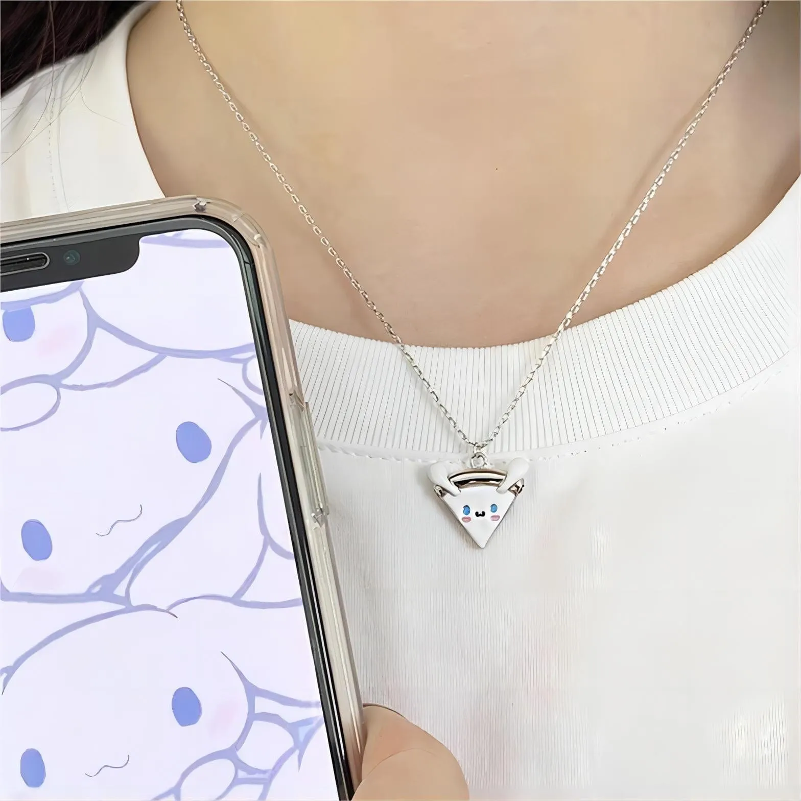 Enamel Magnetic Sanrio Family Matching Necklace