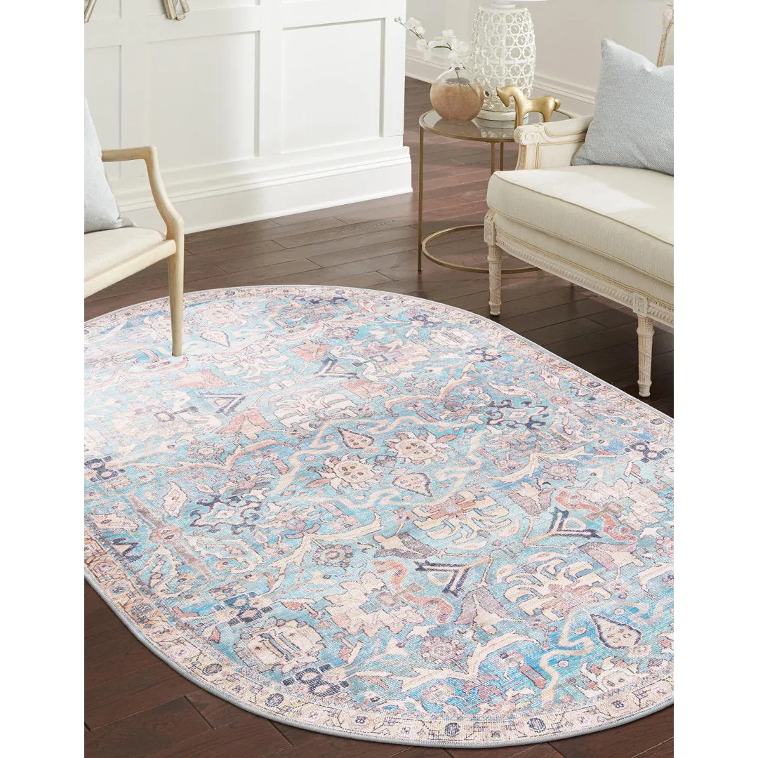 Enger Blue Area Rug Mistana™ Rug Size: Oval 7'10" x 10'