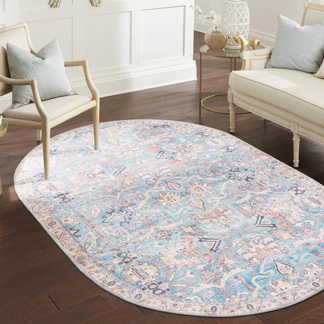 Enger Blue Area Rug Mistana™ Rug Size: Oval 7'10" x 10'