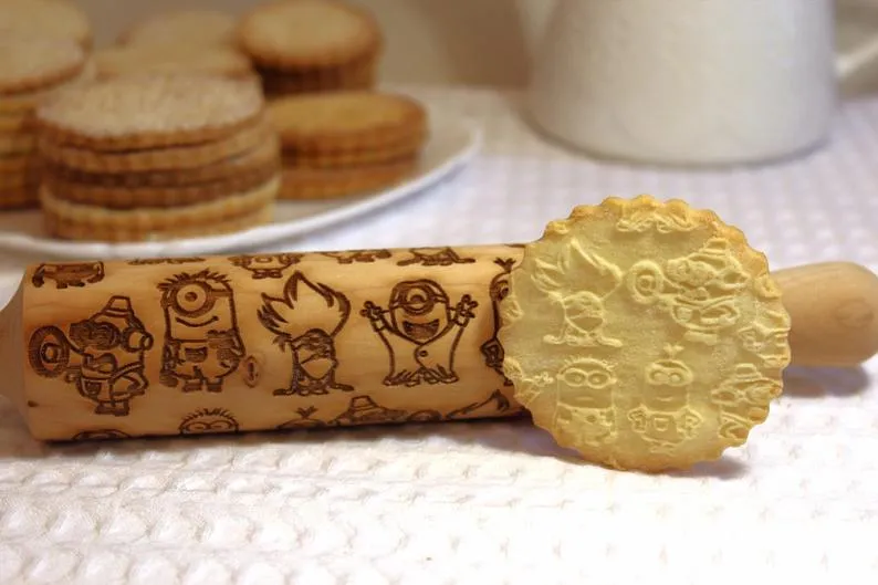 Engraved Embossing Rolling Pin, Kids Baking,Clay Stamp,Christmas Gift