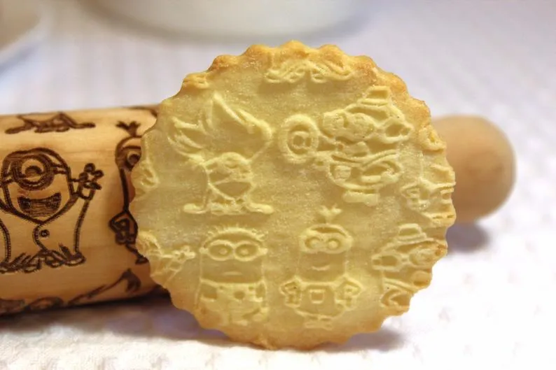 Engraved Embossing Rolling Pin, Kids Baking,Clay Stamp,Christmas Gift