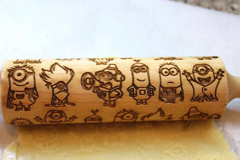 Engraved Embossing Rolling Pin, Kids Baking,Clay Stamp,Christmas Gift