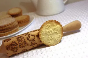 Engraved Embossing Rolling Pin, Kids Baking,Clay Stamp,Christmas Gift
