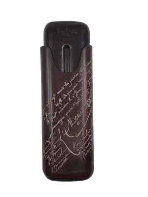 Engraved Venezia Calf Leather Two-Cigar Case
