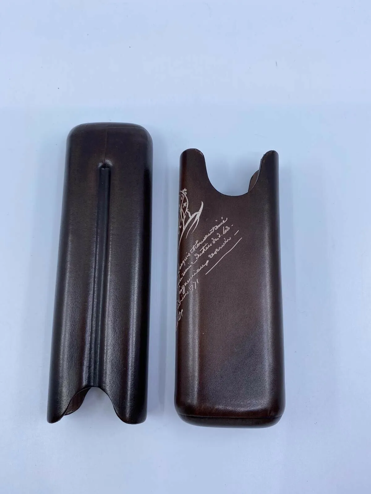 Engraved Venezia Calf Leather Two-Cigar Case