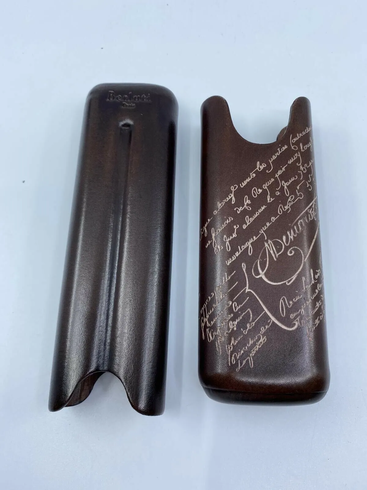 Engraved Venezia Calf Leather Two-Cigar Case