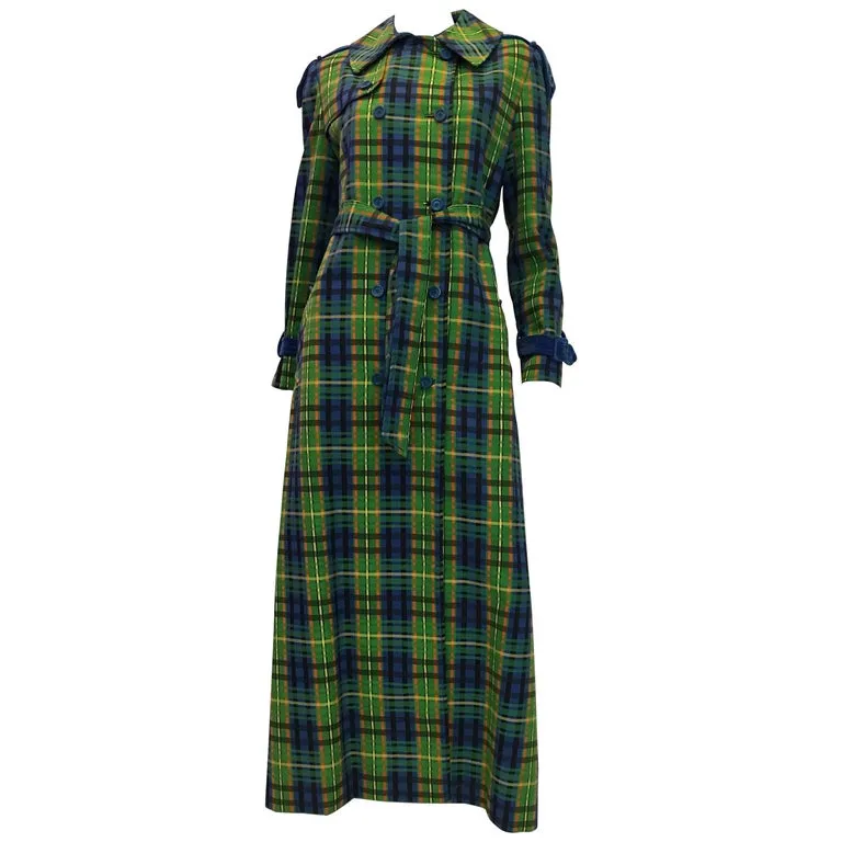 Estelle Allardale 1970's Plaid Maxi Coat