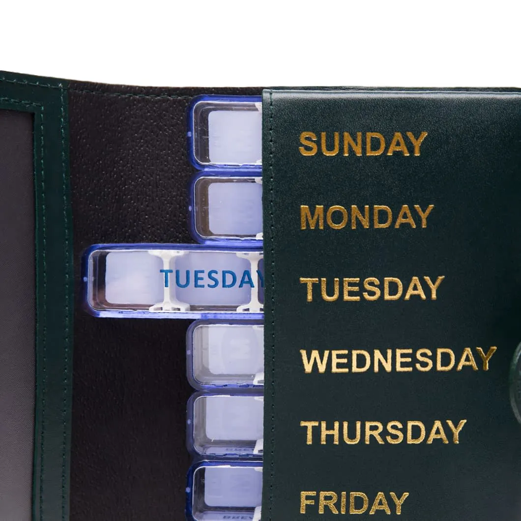 Ettinger Spectrum Collection Green Leather Pill Box Case