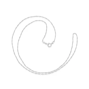 Everyday Elegance 14K White Gold Rope Chain Necklace with Spring-ring Clasp |18" Inch Length | 0.8 mm Thick | With Gift Box
