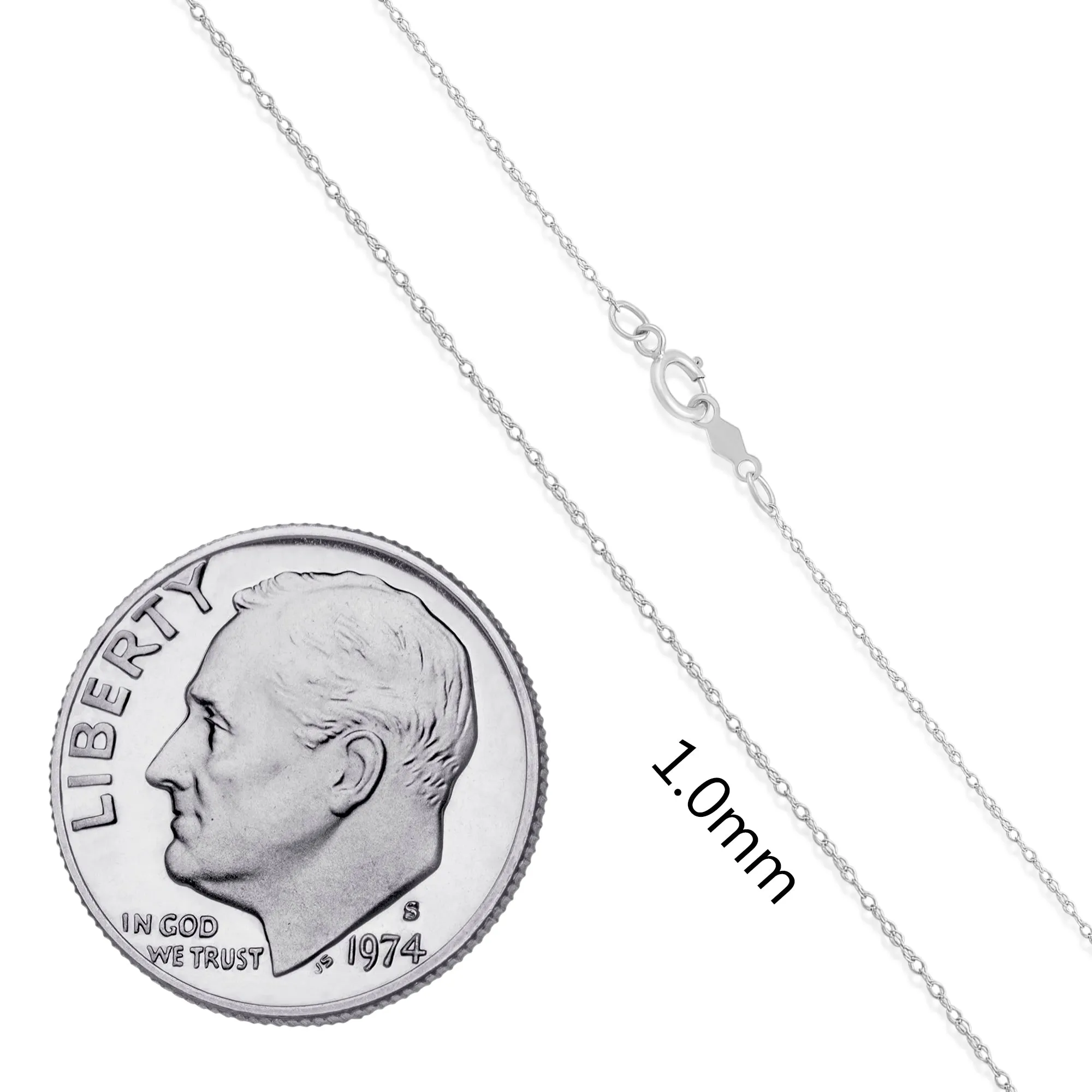 Everyday Elegance 14K White Gold Rope Chain Necklace with Spring-ring Clasp |18" Inch Length | 0.8 mm Thick | With Gift Box