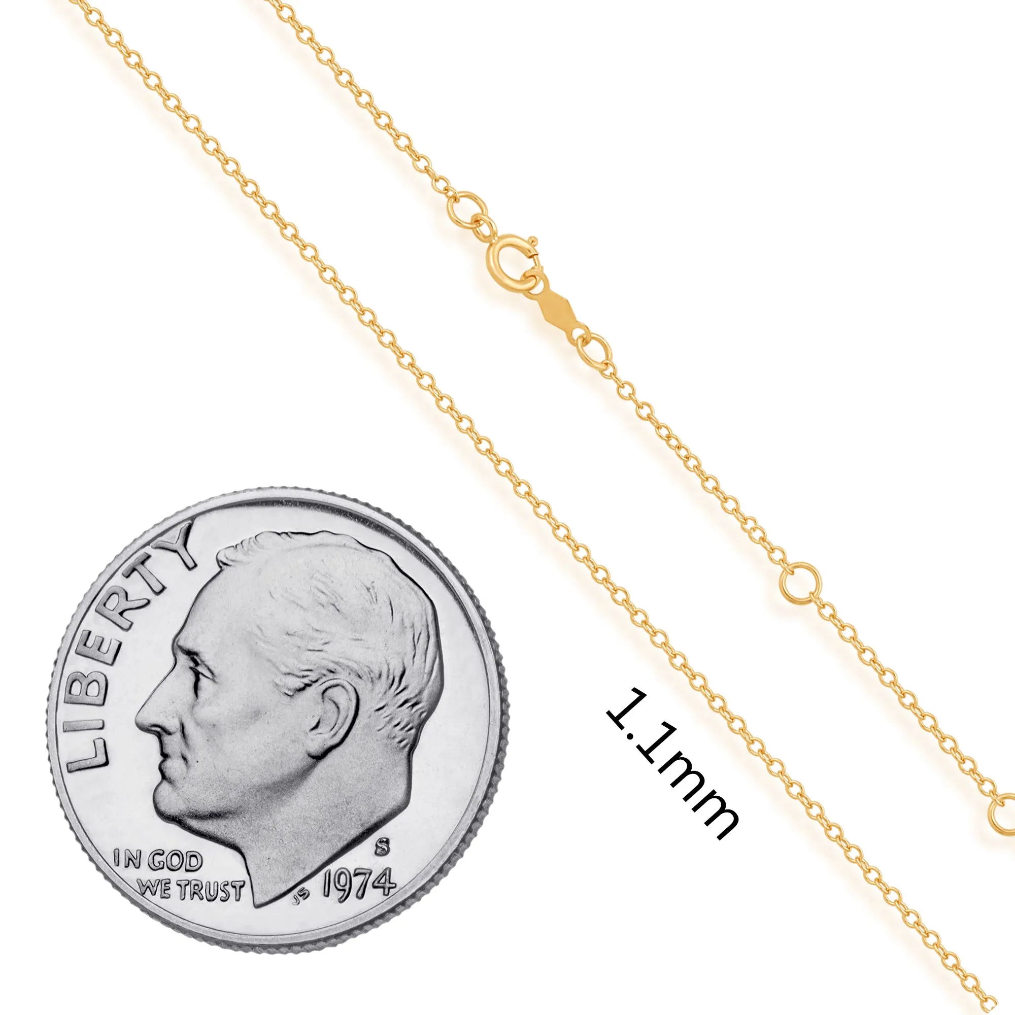 Everyday Elegance 14K Yellow Gold 1.1 mm Cable Chain Necklace with Spring-ring Clasp |17", 18", 19" (inches)  Extendable Length