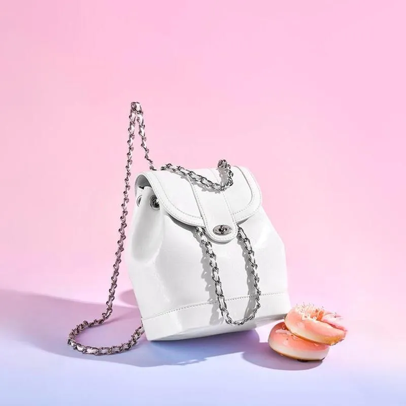 Fashionable Small Backpack with Genuine Cowhide