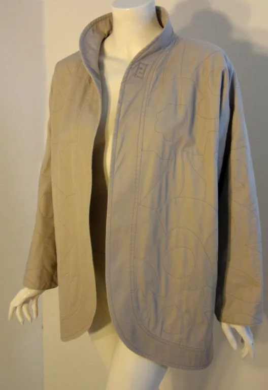 FENDI 1980s Gray Quilted Oversized Jacket Size 38