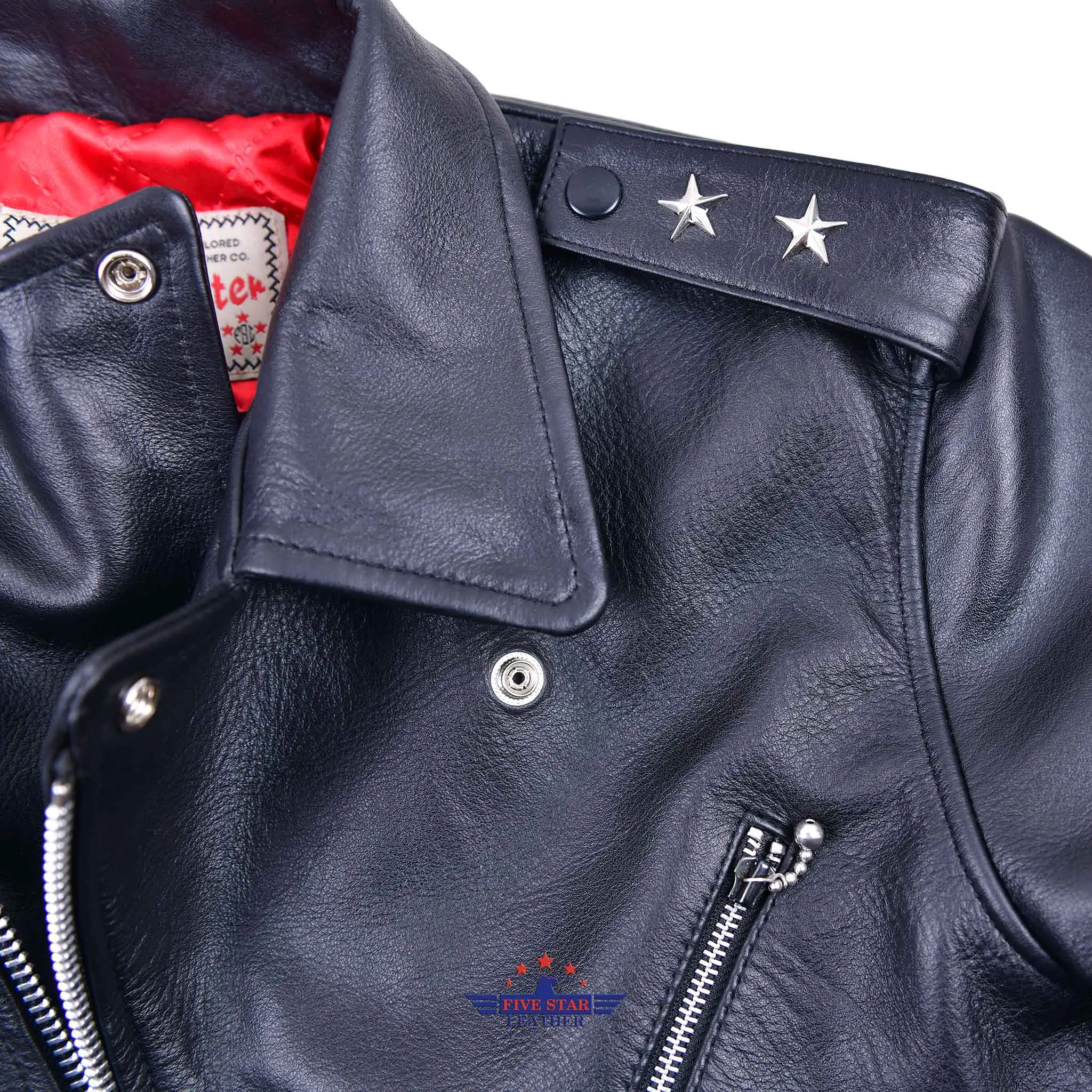 FiveStar Leather 1950's Two Stars Jacket Black Horsehide leather