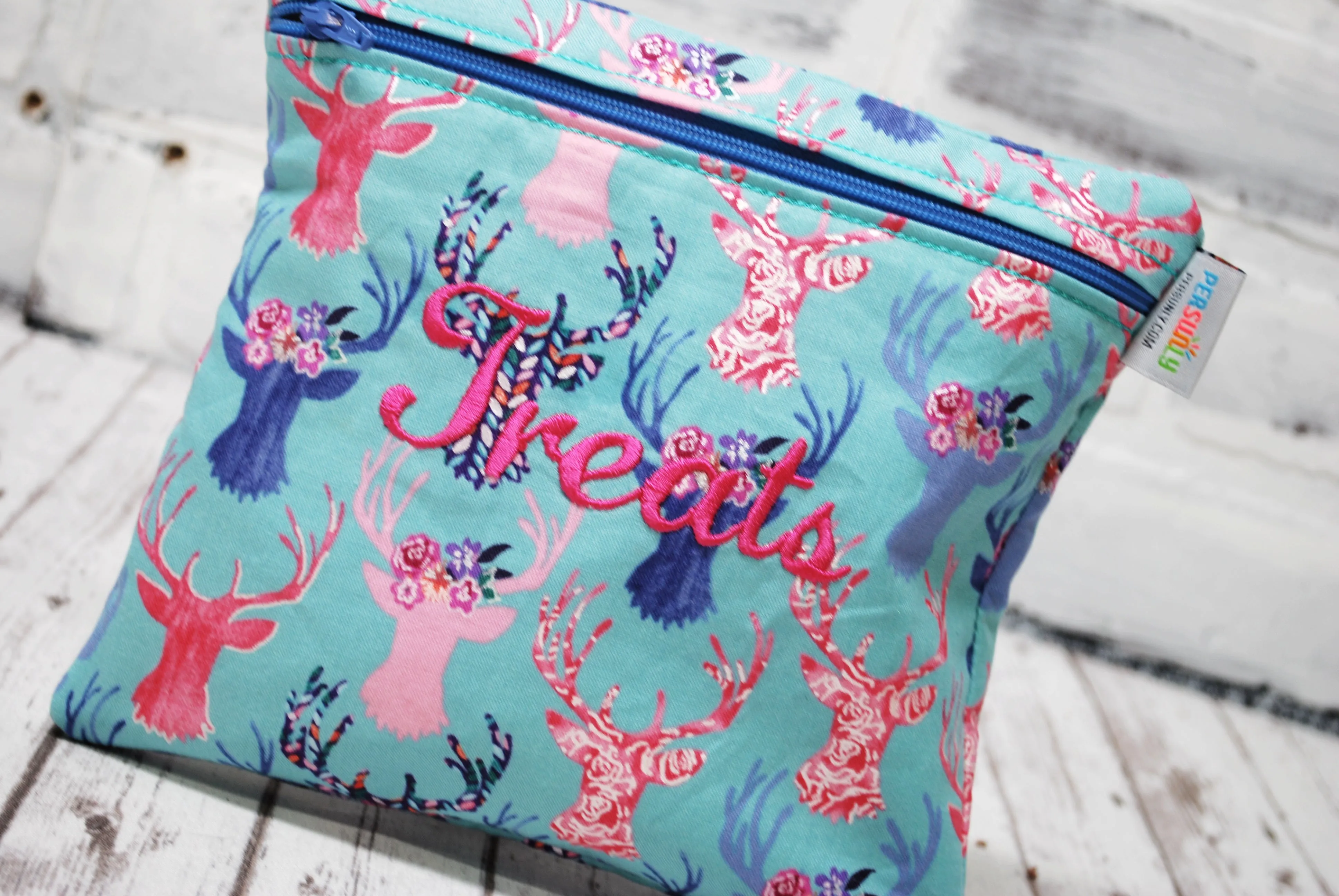 Floral Deer Antlers Personalized Reusable Food Bag