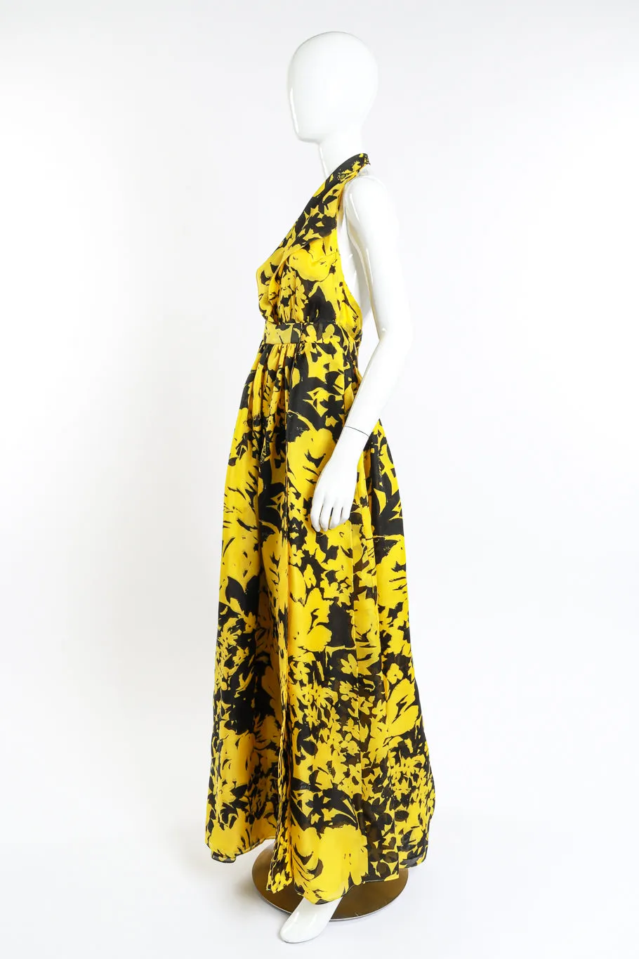 Floral Tuxedo Halter Gown & Shawl