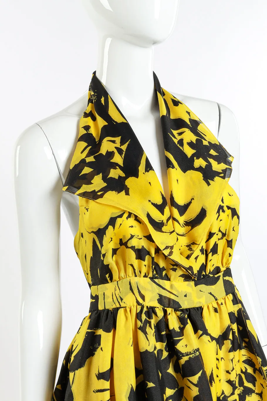 Floral Tuxedo Halter Gown & Shawl