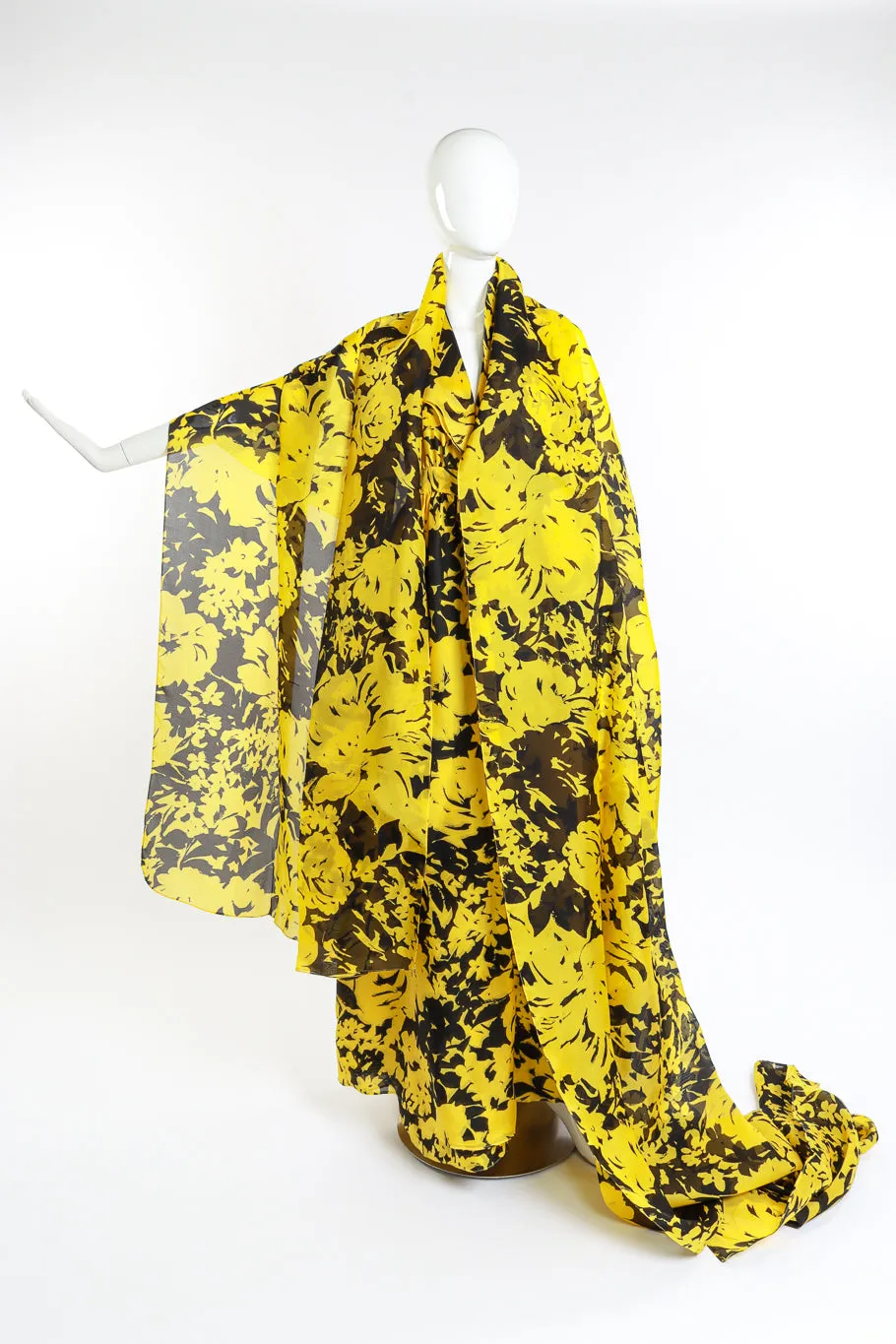Floral Tuxedo Halter Gown & Shawl