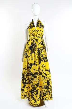 Floral Tuxedo Halter Gown & Shawl