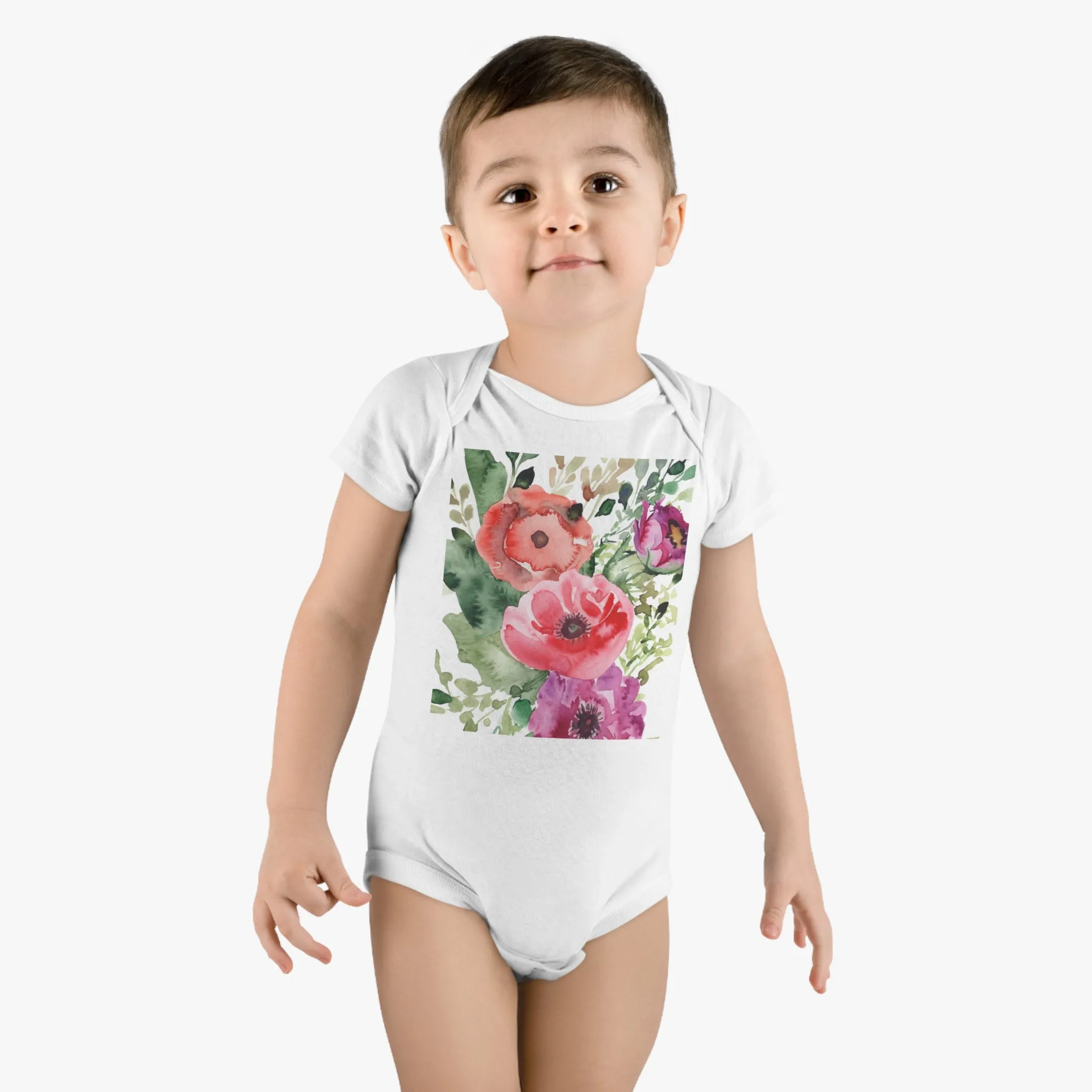 Floral Watercolor Onesie® Organic Baby Bodysuit
