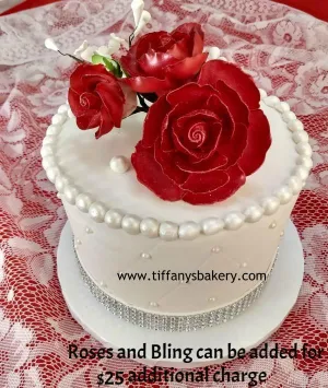 Fondant Covered Diamond Quilted Round Cake with Flowers