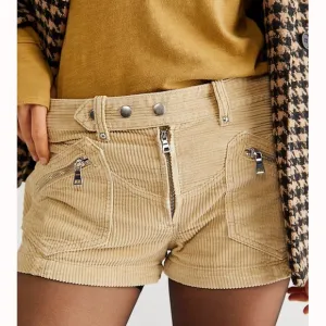 Free People We the Free Welcome to the Party Moto Low Rise Corduroy Shorts 25