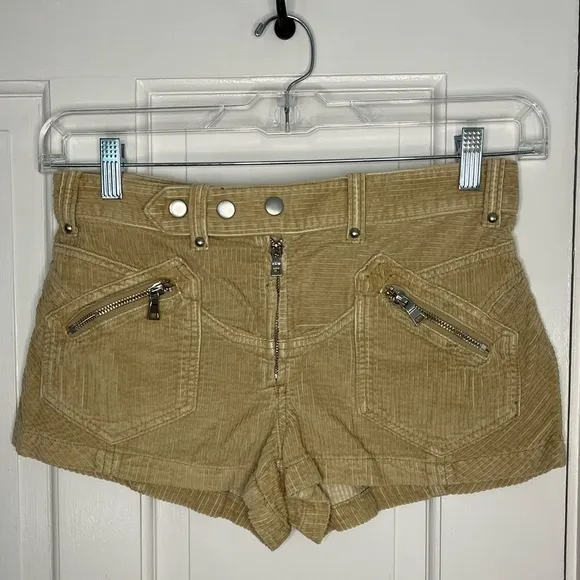 Free People We the Free Welcome to the Party Moto Low Rise Corduroy Shorts 25