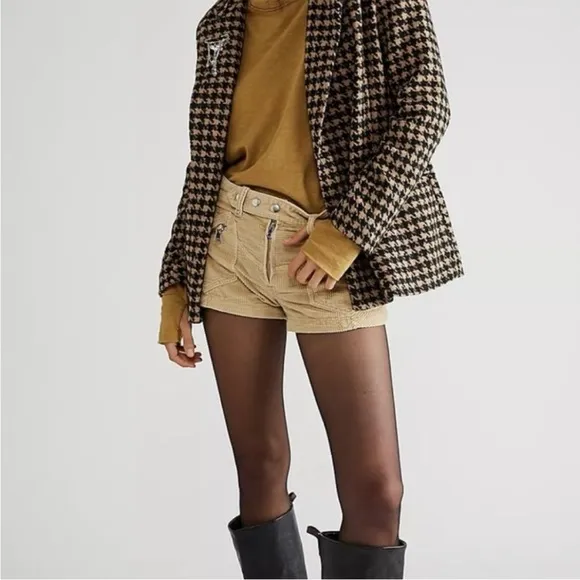 Free People We the Free Welcome to the Party Moto Low Rise Corduroy Shorts 25