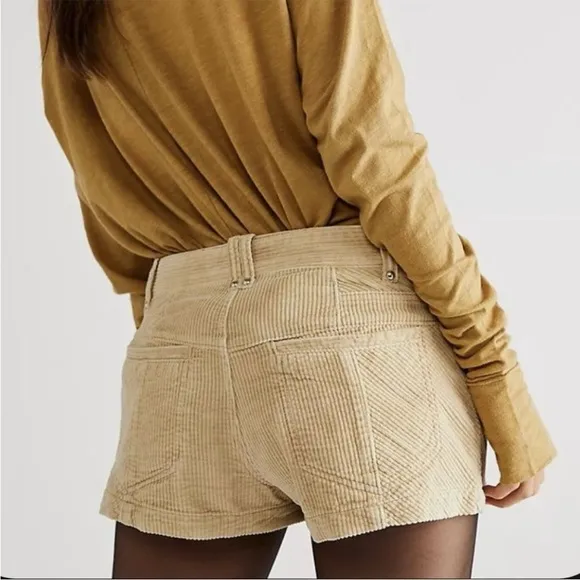 Free People We the Free Welcome to the Party Moto Low Rise Corduroy Shorts 25