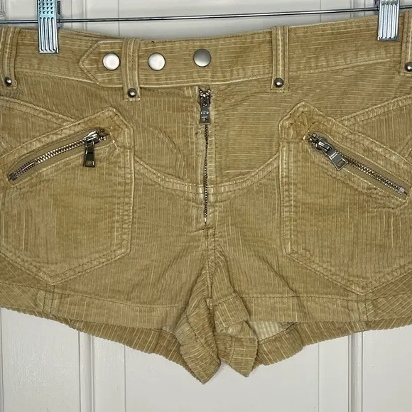 Free People We the Free Welcome to the Party Moto Low Rise Corduroy Shorts 25