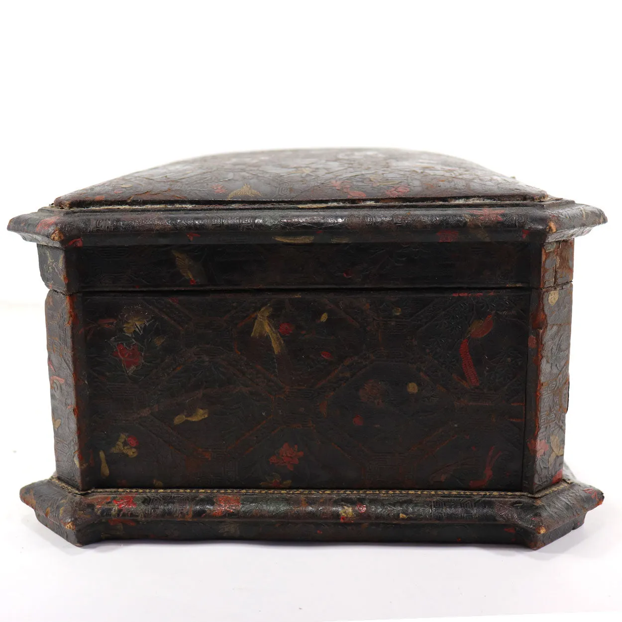 French Japonisme Tooled Cordoba Leather Jewelry Casket Box