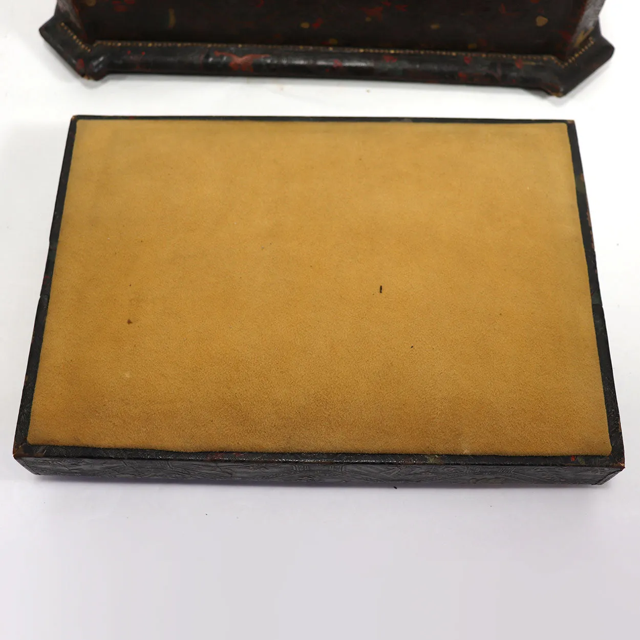 French Japonisme Tooled Cordoba Leather Jewelry Casket Box
