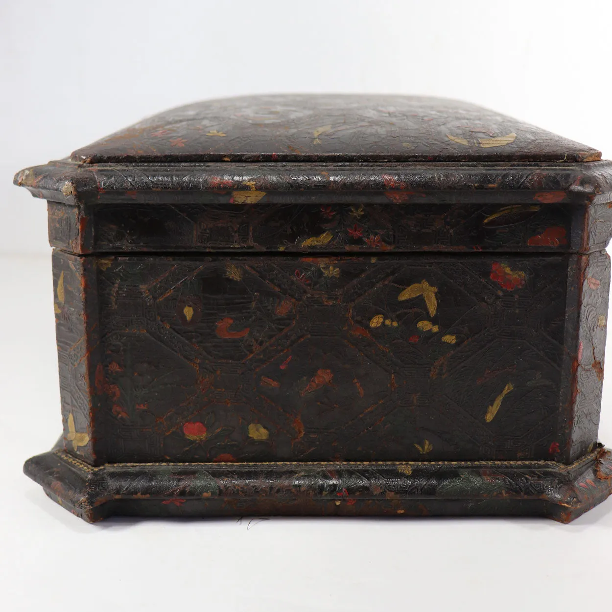 French Japonisme Tooled Cordoba Leather Jewelry Casket Box