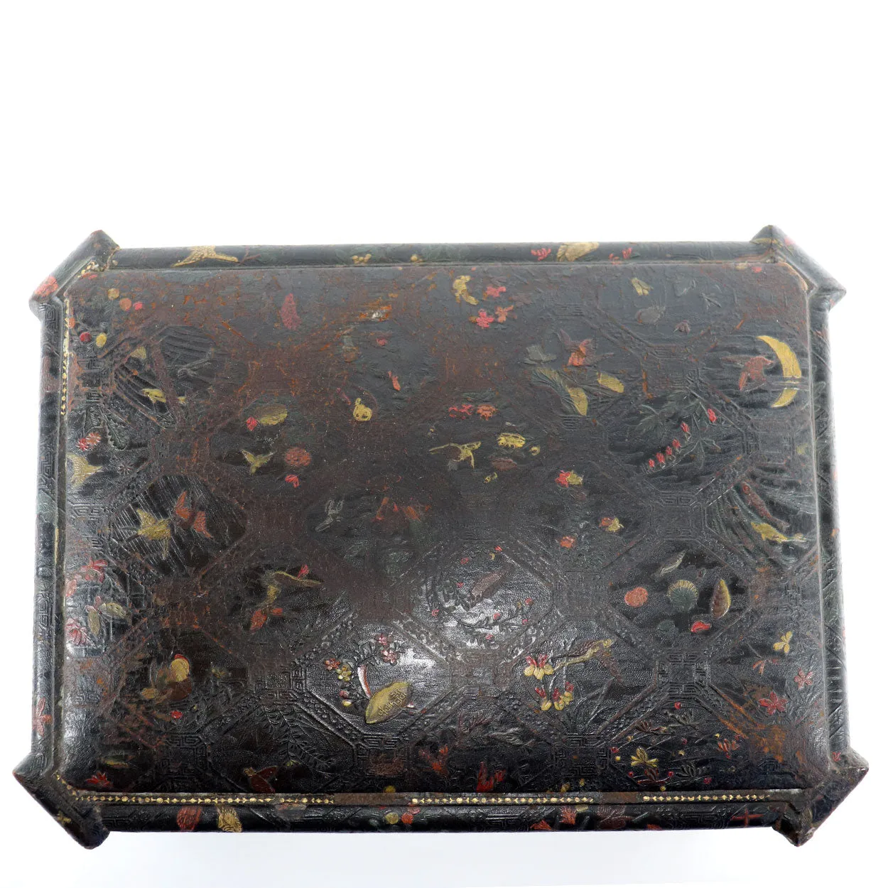 French Japonisme Tooled Cordoba Leather Jewelry Casket Box