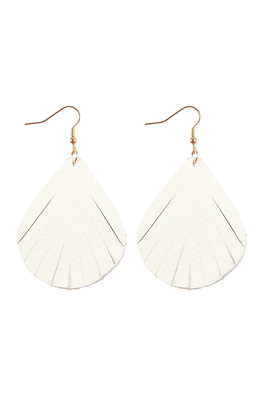 FRINGED PEAR SHAPED LEATHER EARRINGS