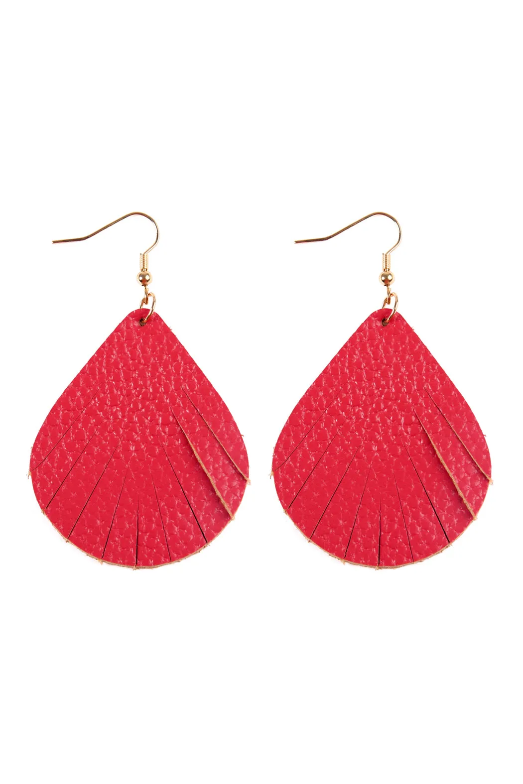 FRINGED PEAR SHAPED LEATHER EARRINGS