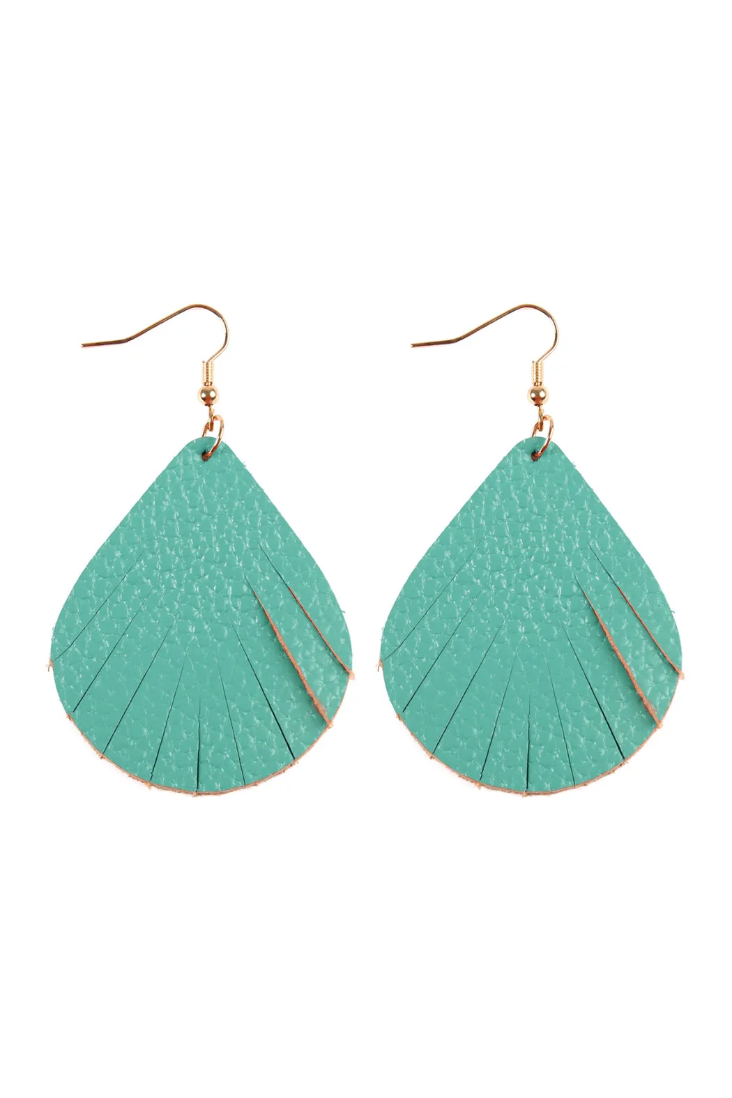 FRINGED PEAR SHAPED LEATHER EARRINGS