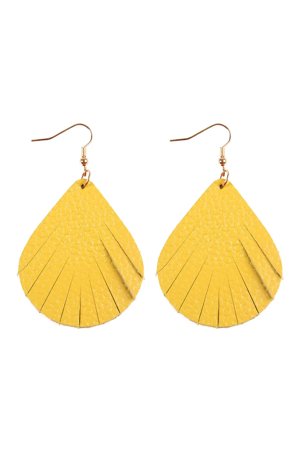 FRINGED PEAR SHAPED LEATHER EARRINGS