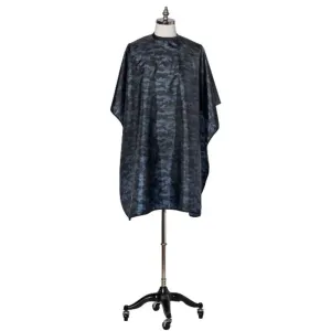 Fromm Apparel Studio Black Tie Dye Hairstyling Cape with Adjustable Snap Closure / 45"W x 60"L