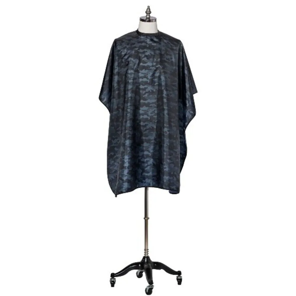 Fromm Apparel Studio Black Tie Dye Hairstyling Cape with Adjustable Snap Closure / 45"W x 60"L