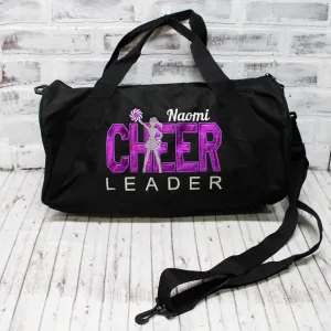 Fushia Purple Shimmer on Black Personalized Cheer Tote or Duffle Bag
